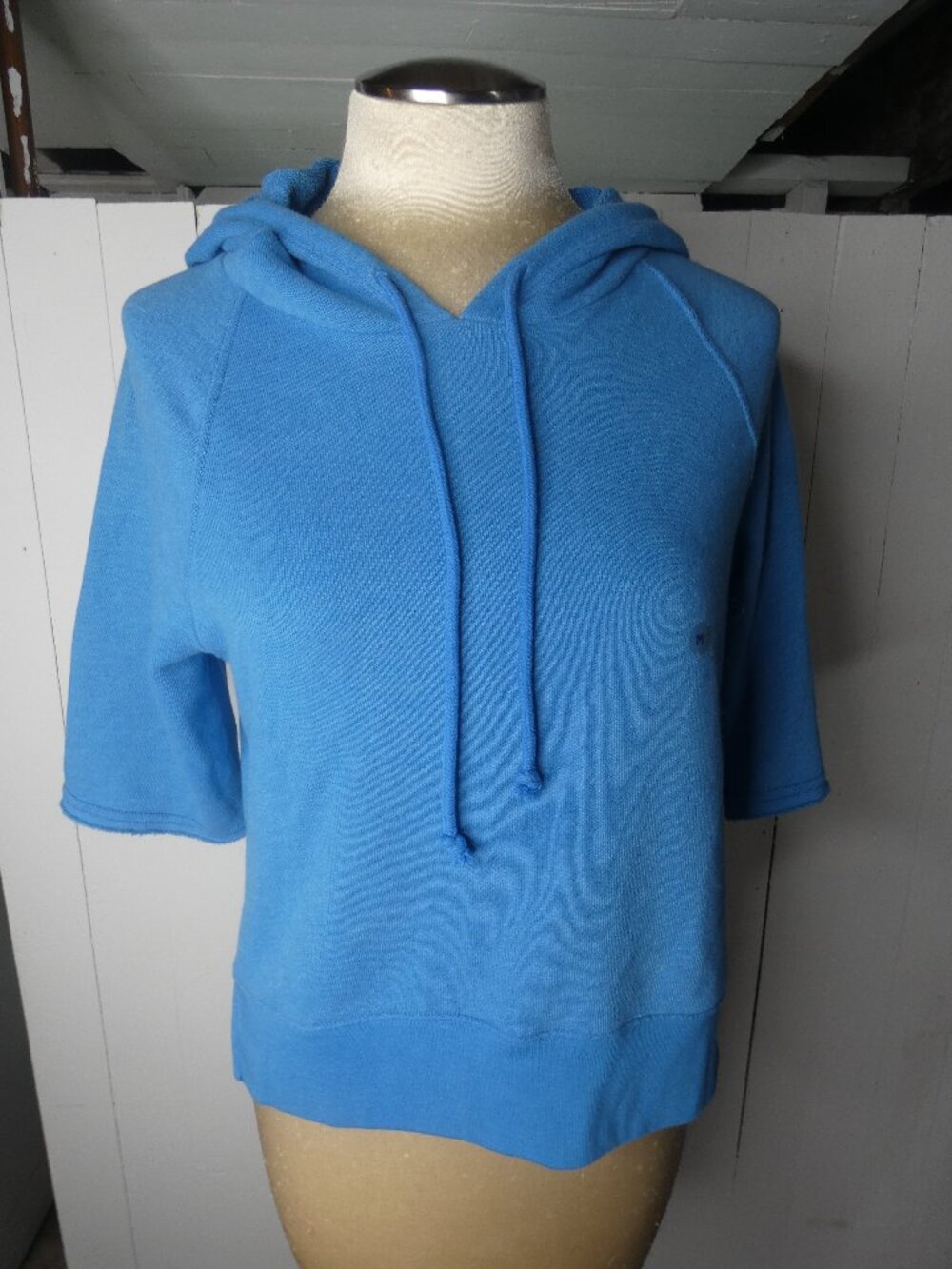 American Eagle Women's M NWT Sky Blue Terry Pullover Hoodie Cropped Boxy